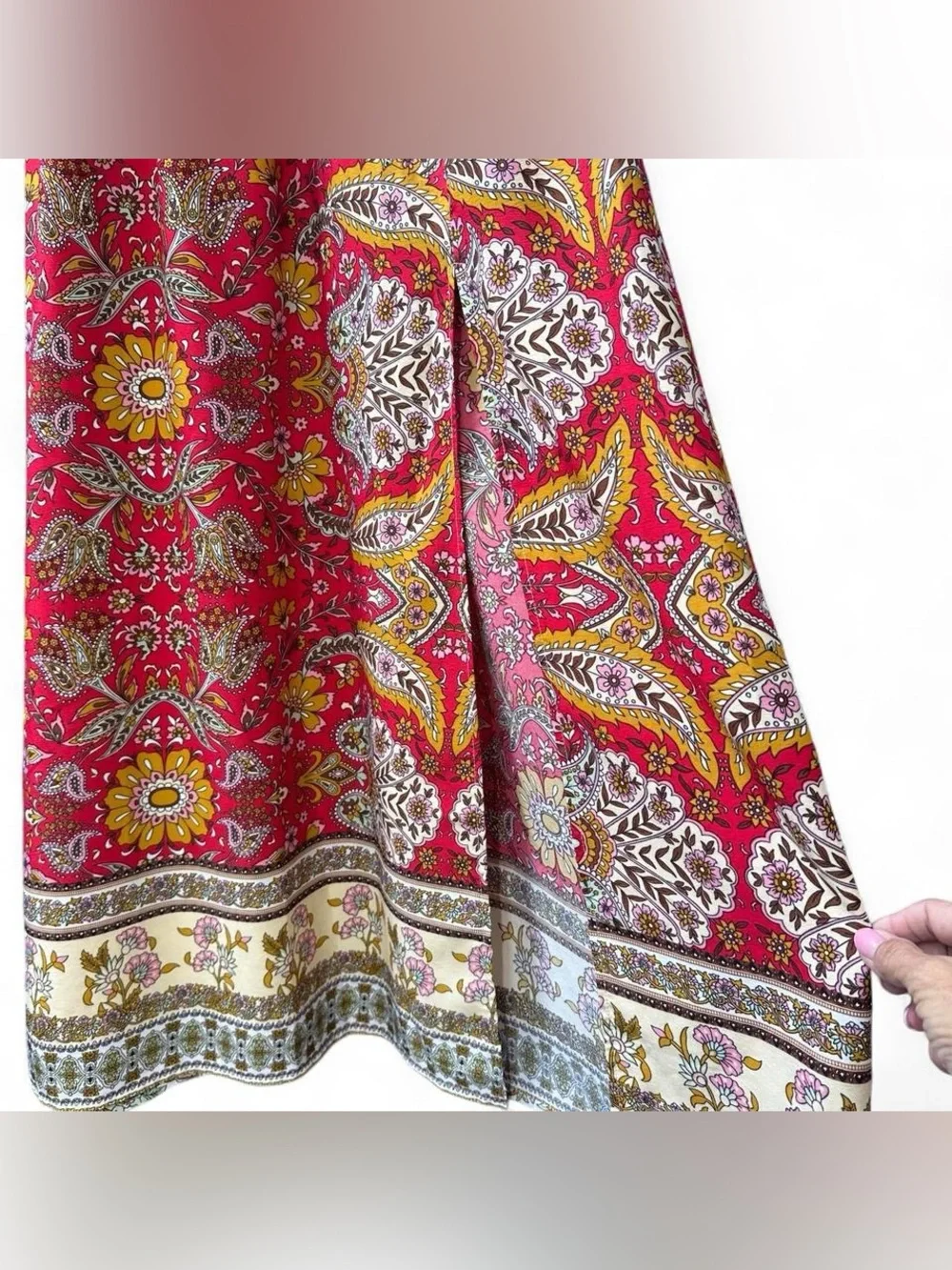 🎁5 FOR $50 SALE🎁 Festival Vibe Boho Paisley & floral Print Maxi Skirt